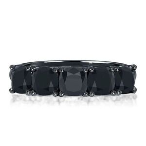 Five Stone Black Cushion Half Eternity Wedding Band